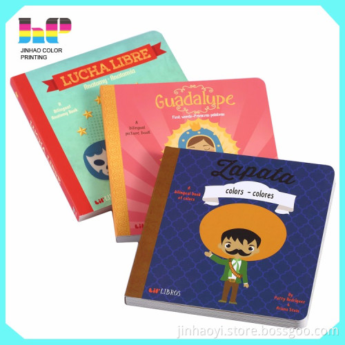 Coloring quality round corner cardboard children story book printing service